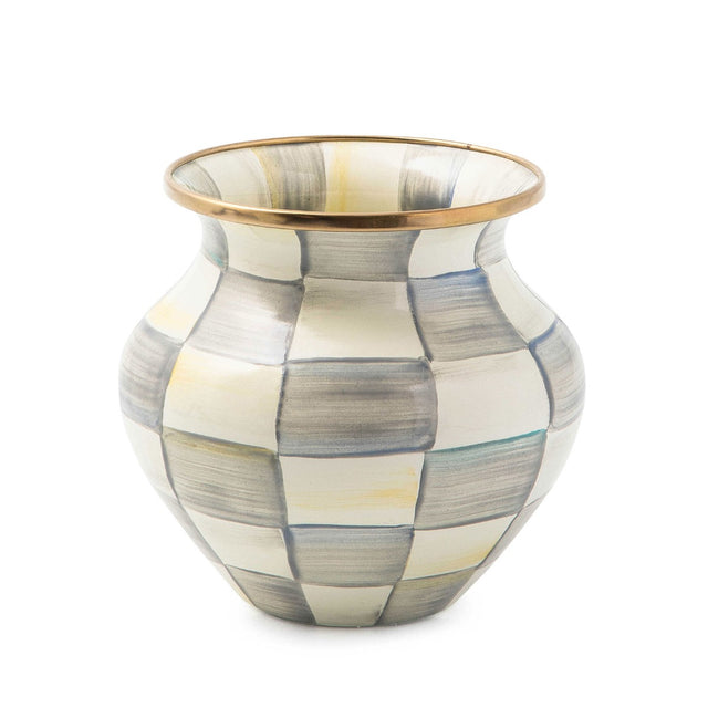 Mackenzie-Childs Sterling Check Enamel Vase