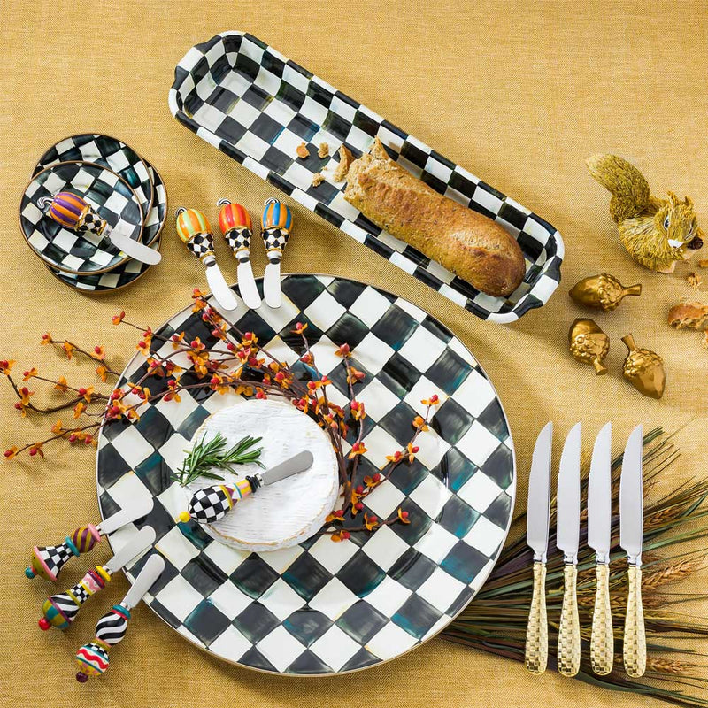 Mackenzie-Childs Courtly Check Enamel Canape Plates