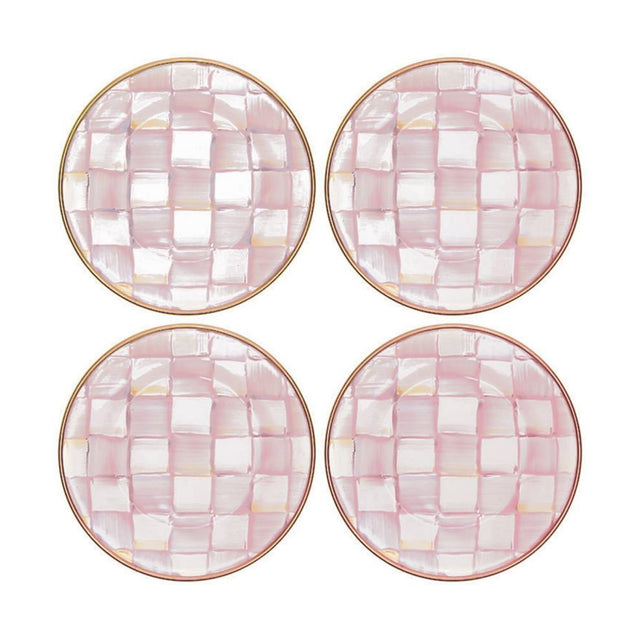 Mackenzie-Childs Rosy Check Appetizer Plates, Set of 4