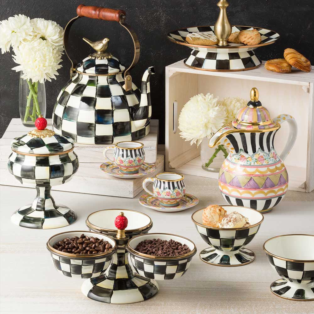 MACKENZIE-CHILDS エナメルコンポート Mackenzie-Childs Courtly Check Enamel Triplicity – David Shuttle Ltd