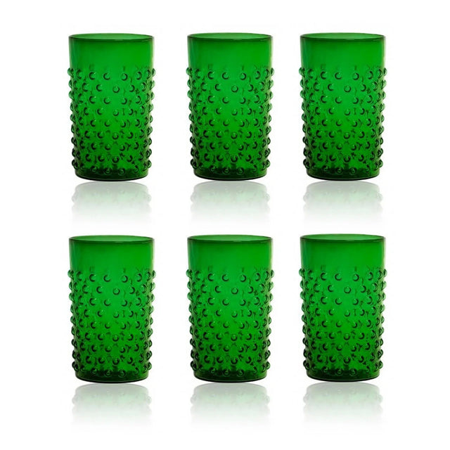 Klimchi Dark Green Hobnail Tumblers (set of 6)