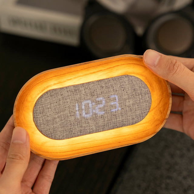 Gingko Lumos Clock, Oval White Ash