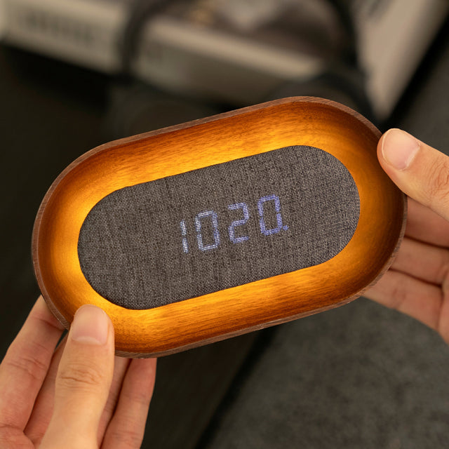 Gingko Lumos Clock, Oval Walnut