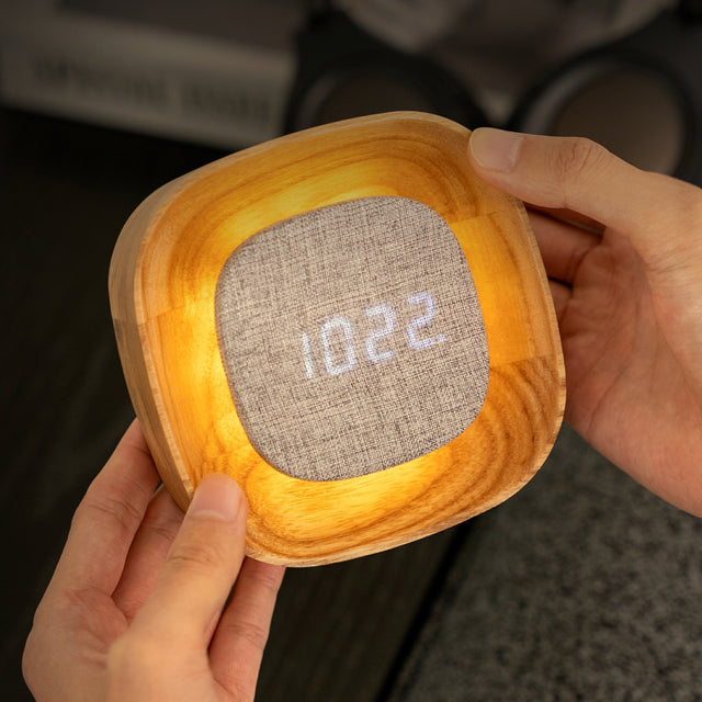 Gingko Lumos Clock, Square White Ash