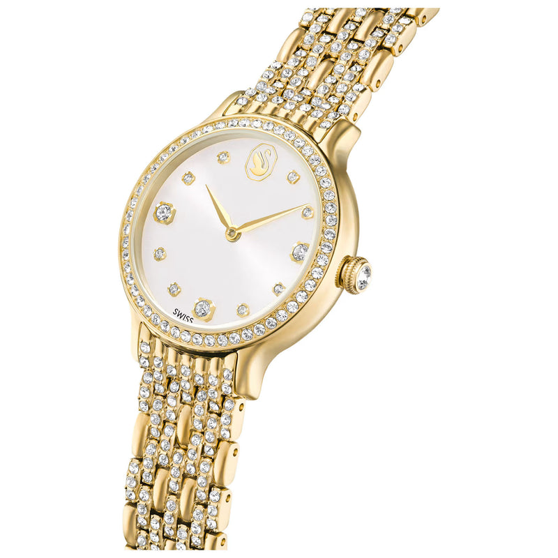 Swarovski Imber watch, Swiss Made, Metal bracelet, Gold tone, Gold-tone finish