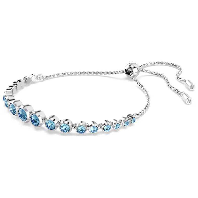 Swarovski Imber Tennis bracelet, Mixed round cuts, Blue, Rhodium plated