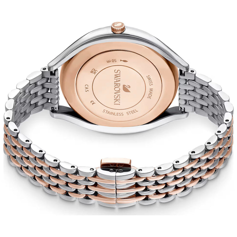 Swarovski Crystalline aura watch, Swiss Made, Metal bracelet, Rose gold tone, Mixed metal finish