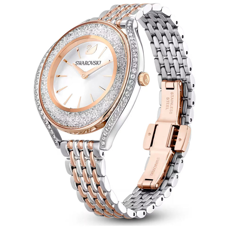 Swarovski Crystalline aura watch, Swiss Made, Metal bracelet, Rose gold tone, Mixed metal finish