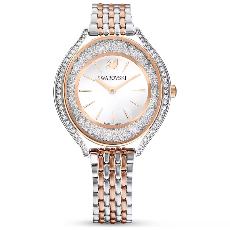 Swarovski Crystalline aura watch, Swiss Made, Metal bracelet, Rose gold tone, Mixed metal finish