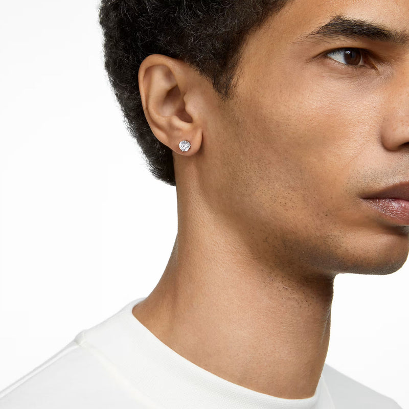 Swarovski Stilla stud earrings, Round cut, White, Rhodium plated