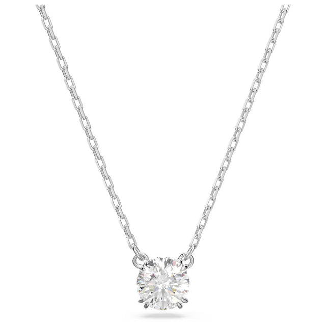 Swarovski Stilla pendant, Round cut, White, Rhodium plated