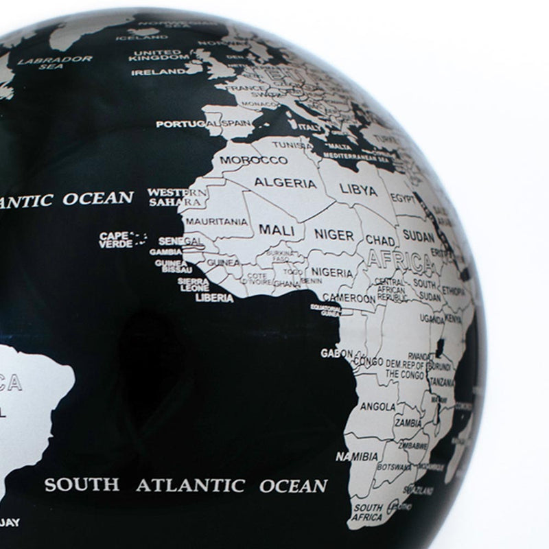 Black and Silver Mova Globe 4.5 inch - Close up
