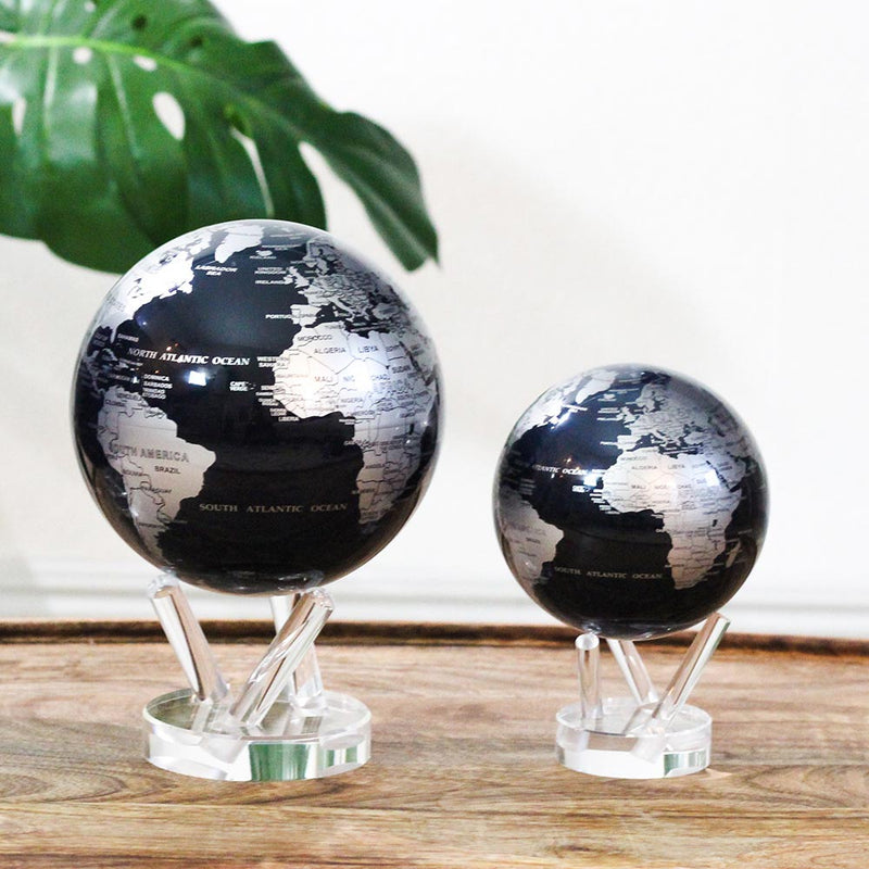Black and Silver Mova Globe in two sizes