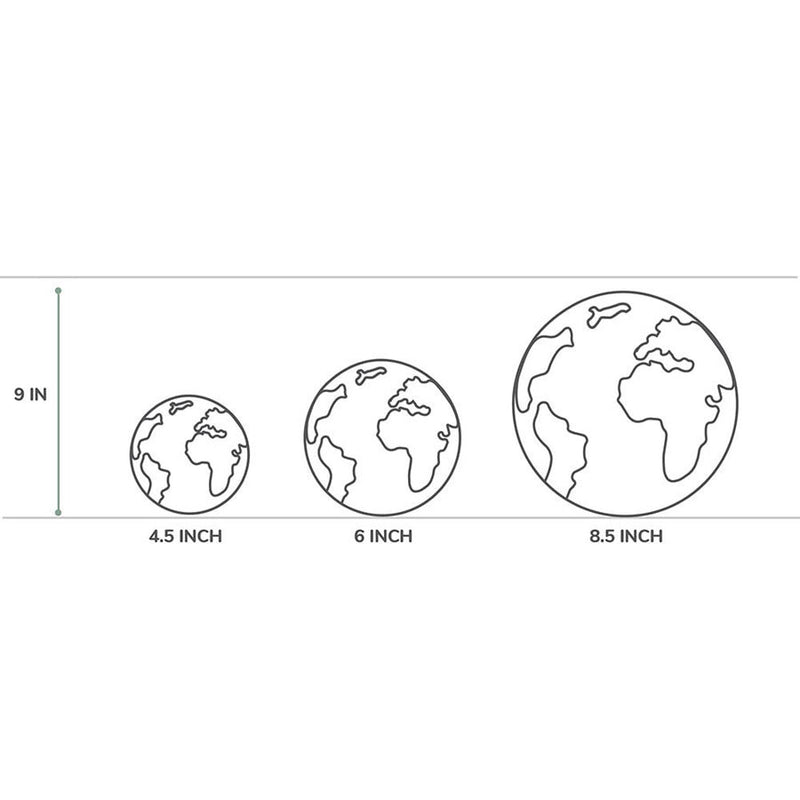 Black and Silver Mova Globe - Globe sizing diagram