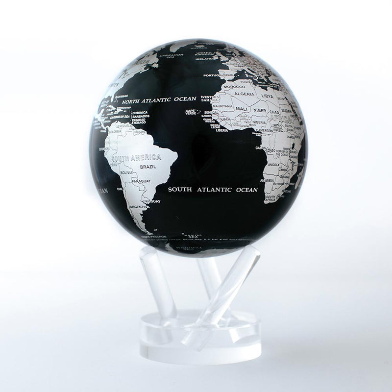 Black and Silver Mova Globe 4.5 inch