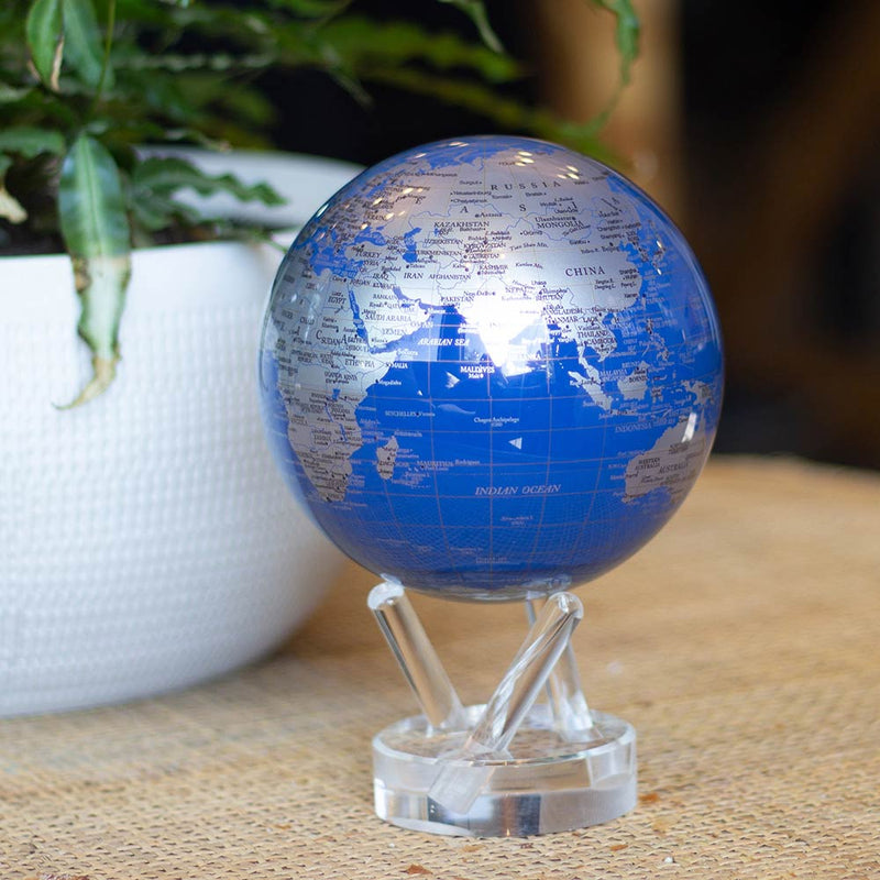 4.5 inch Blue and Silver Mova Globe