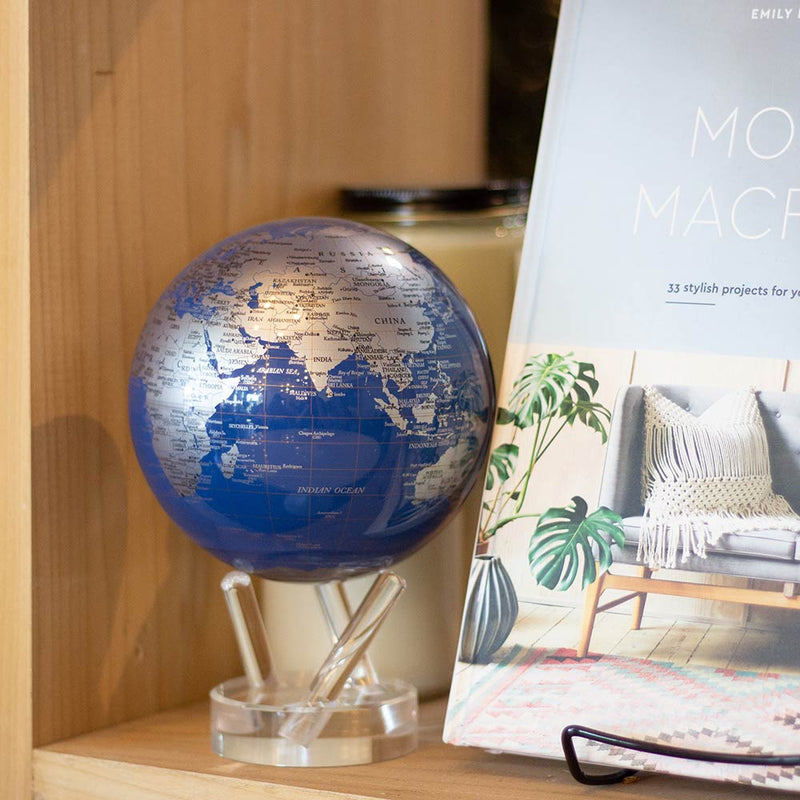 4.5 inch Blue and Silver Mova Globe