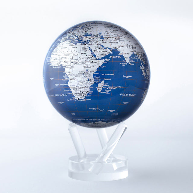 Blue and Silver Mova Globe 4.5 inch