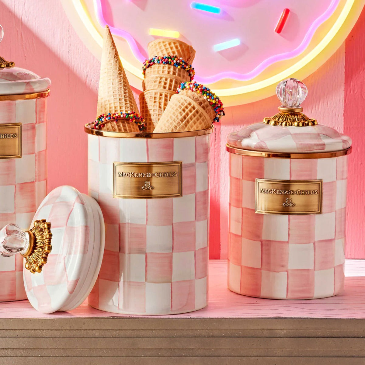 Mackenzie-Childs Rosy Check Large Canister – David Shuttle Ltd
