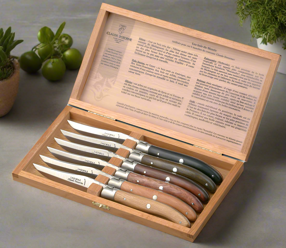 Claude Dozorme Mixed Wood Steak Knives, Set of 6 5.60.001.16