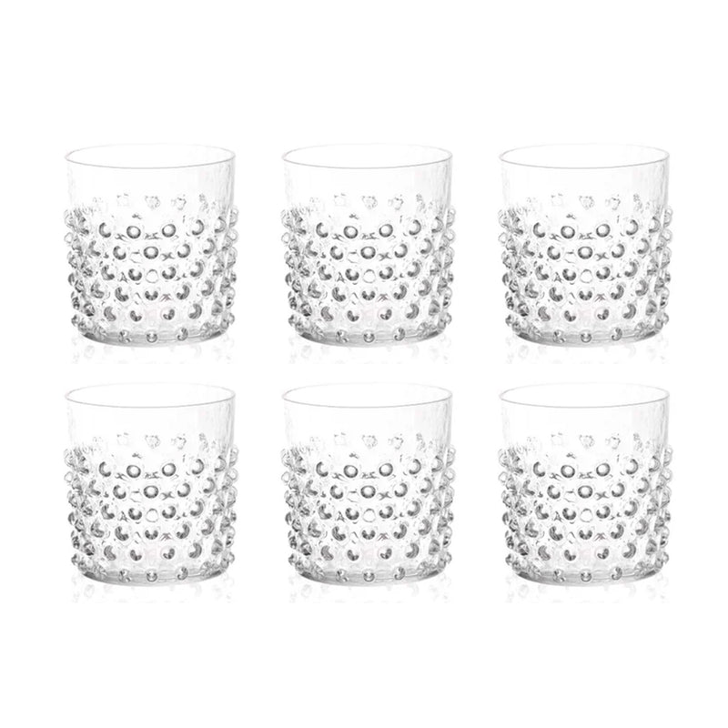 Klimchi Clear Hobnail Whiskey Glasses, Set of 6