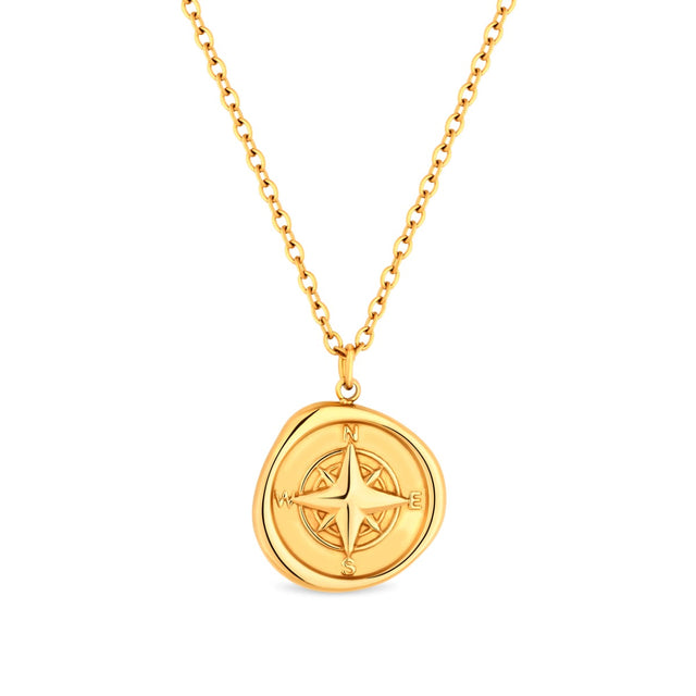 Amori Compass Necklace, Gold