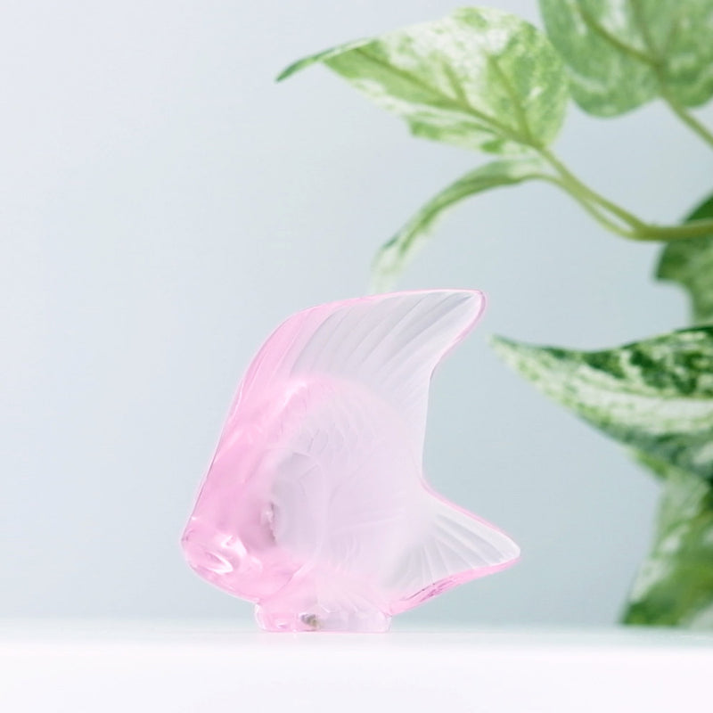 Lalique Pink Fish with plants in the background