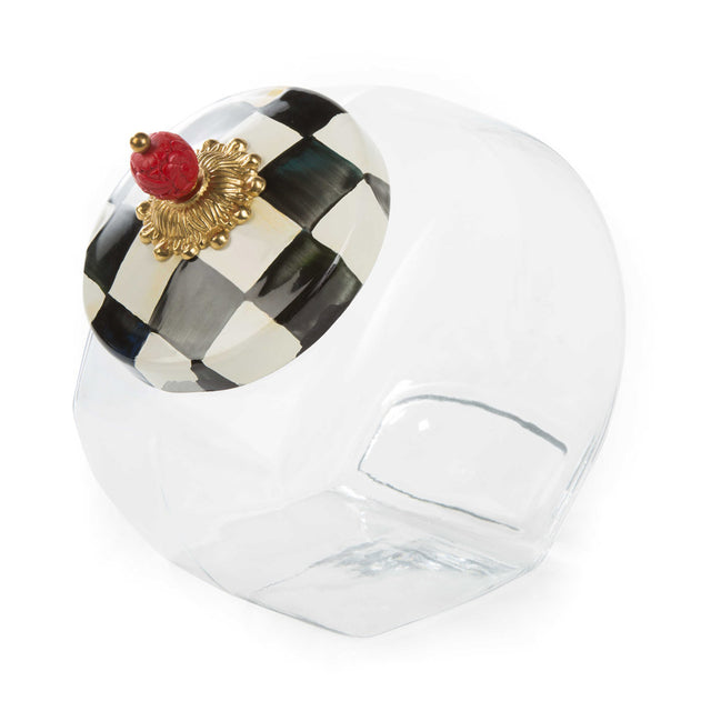 Mackenzie Childs Courtly Check Cookie Jar with Enamel Lid