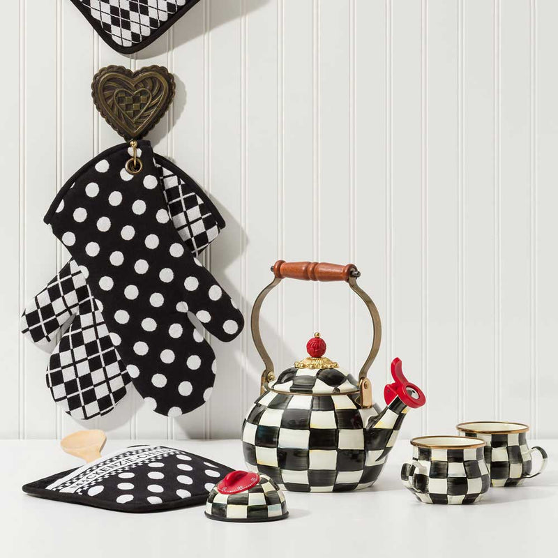 Mackenzie Childs Courtly Check Enamel Teacup