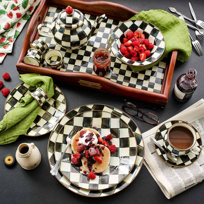 Mackenzie Childs Courtly Check Enamel Teacup