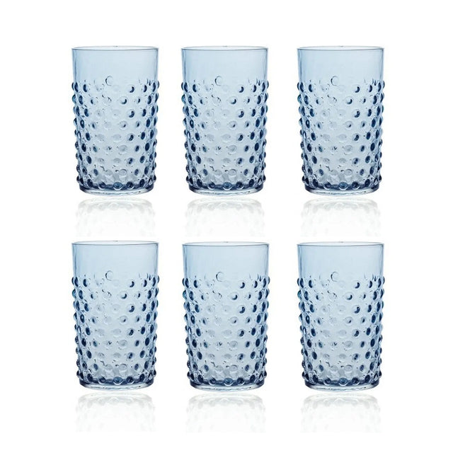 Klimchi Underlay Blue Smoke Hobnail Tumblers (set of 6)