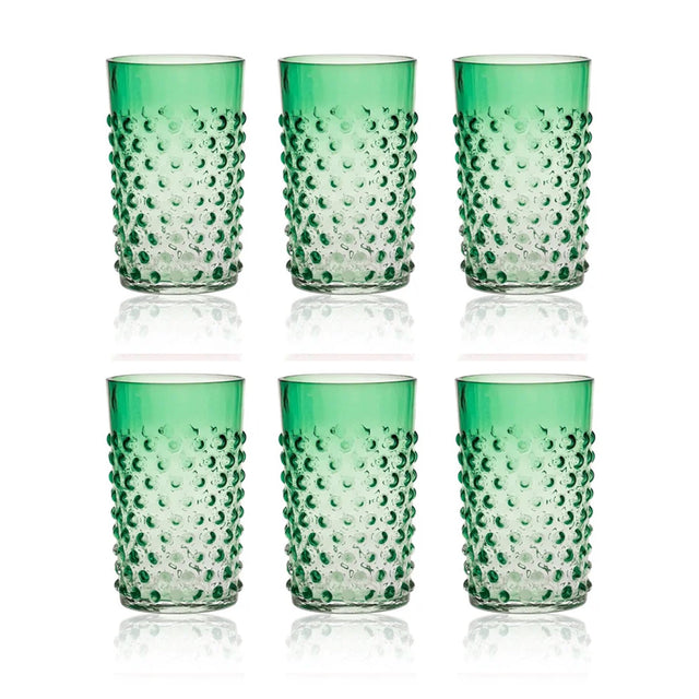 Klimchi Underlay Dark Green Hobnail Tumblers (set of 6)