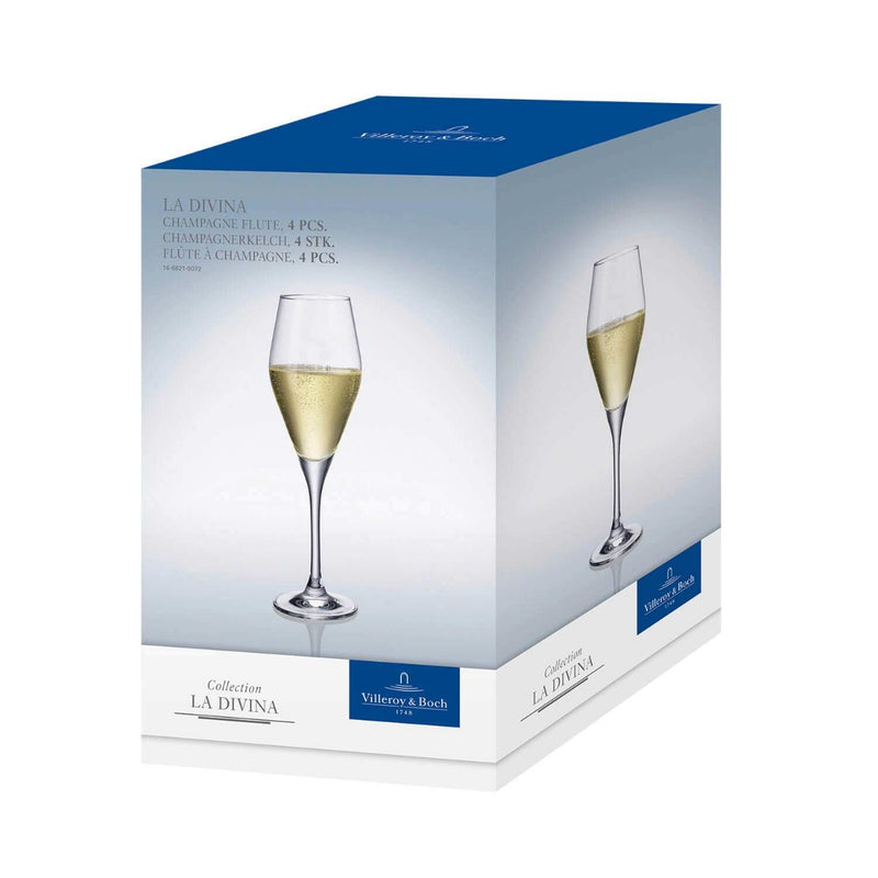 Villeroy & Boch La Divina Champagne Flutes filled with rose