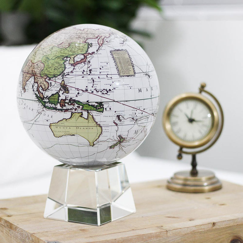 6 inch White Antique Terrestrial Mova Globe