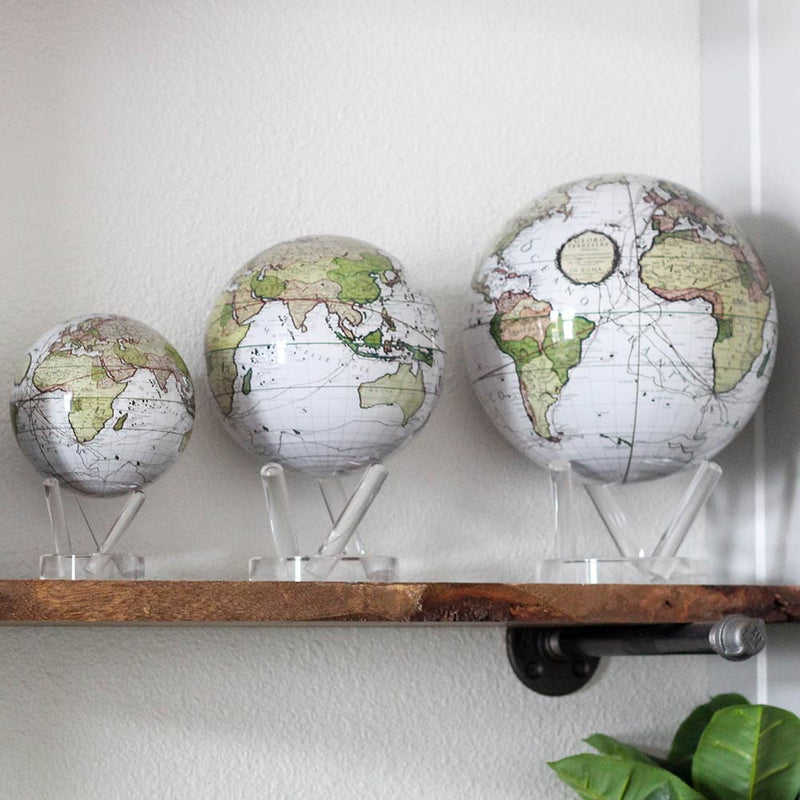Mova Globe 6 inch - White Antique Terrestrial in all sizes