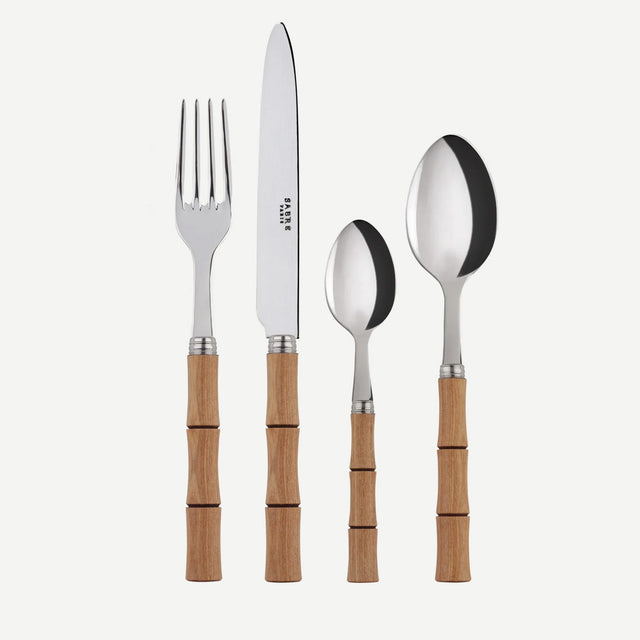 Sabre Bamboo Light Press Wood 24 Pieces Cutlery Set, 041