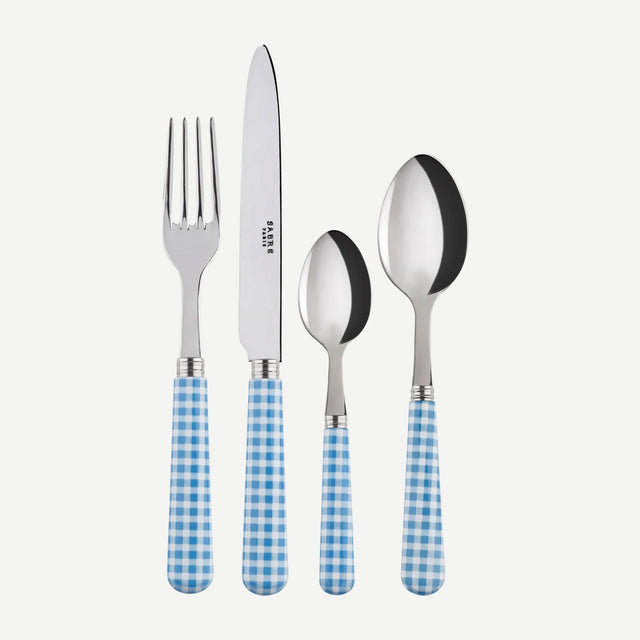 Sabre Gingham Light Blue 4 Pieces Cutlery Set, 040