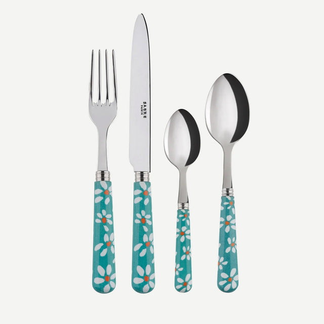Sabre Daisy Turquoise 4 Pieces Cutlery Set, 040