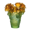 Daum Rose Passion Green & Orange Vase