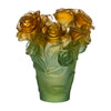 Daum Rose Passion Green & Orange Vase