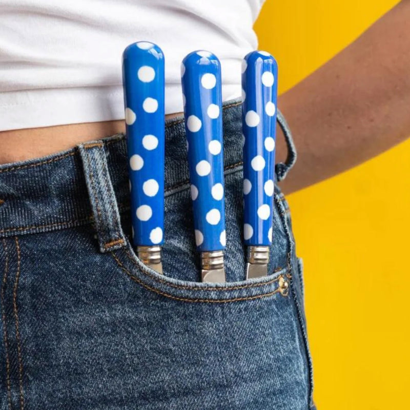 Sabre White Dots Lapis Blue 4 Pieces Cutlery Set, 033