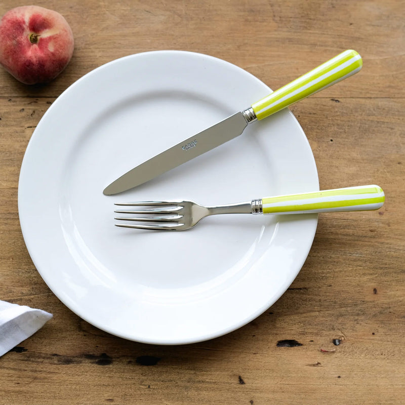 Sabre White Stripe Lime 22cm Dinner Fork