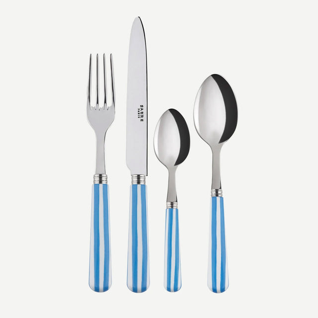 Sabre White Stripe Light Blue 4 Pieces Cutlery Set, 033
