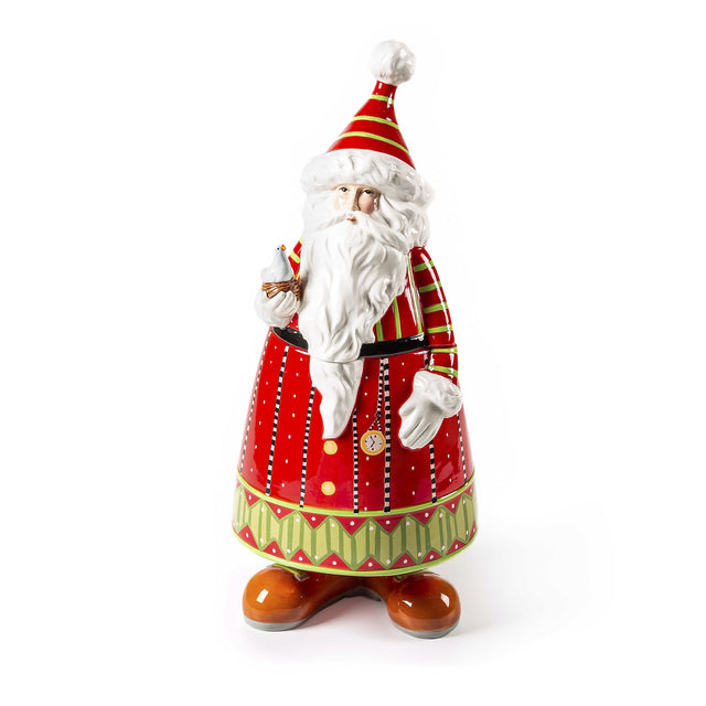Mackenzie-Childs Patience Brewster Dash Away Santa Cookie Jar