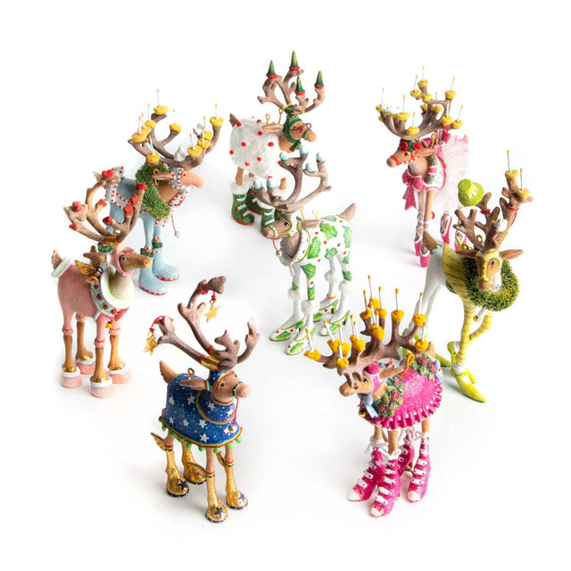Mackenzie-Childs Patience Brewster Dash Away Reindeer Mini Ornaments Set
