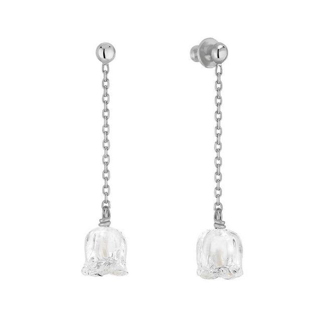 Lalique Muguet Long Silver Earrings

