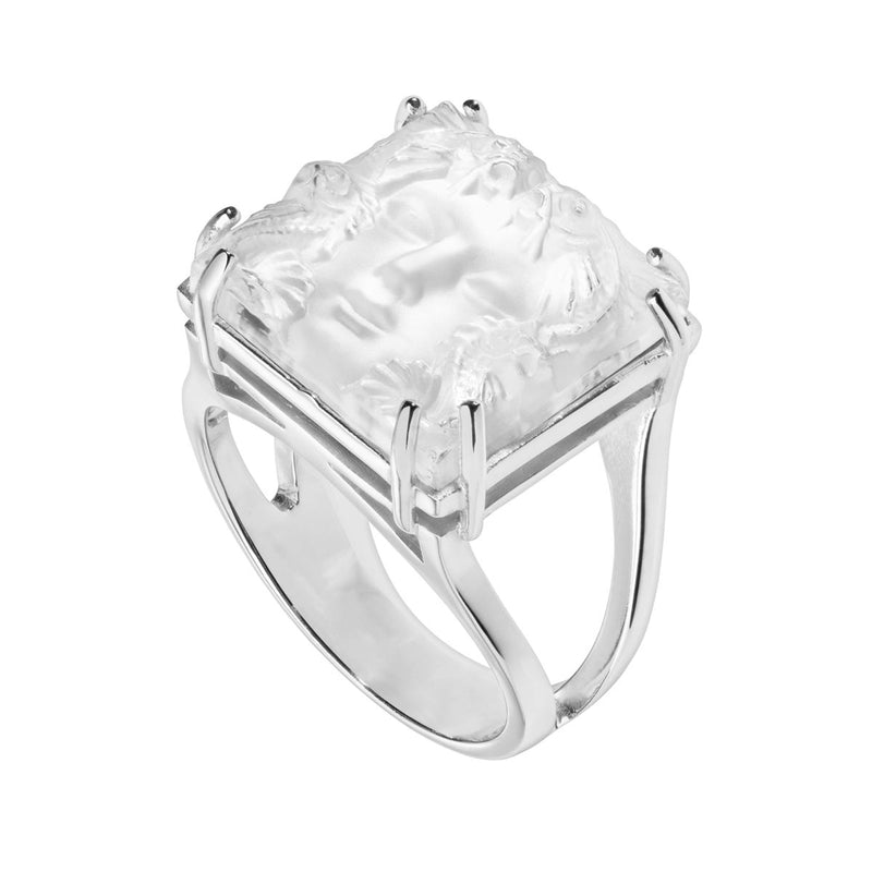Lalique Arethuse Clear Silver Ring, Size 55