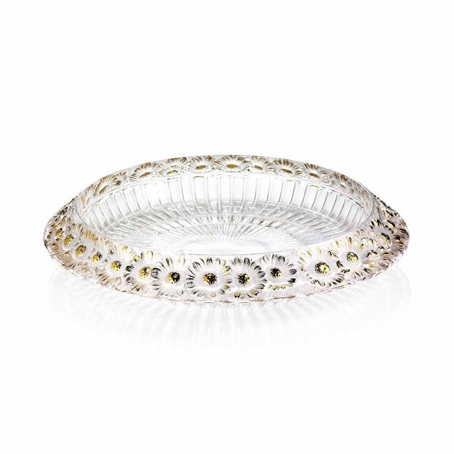 Lalique Marguerites Clear & Gold Stamped Bowl