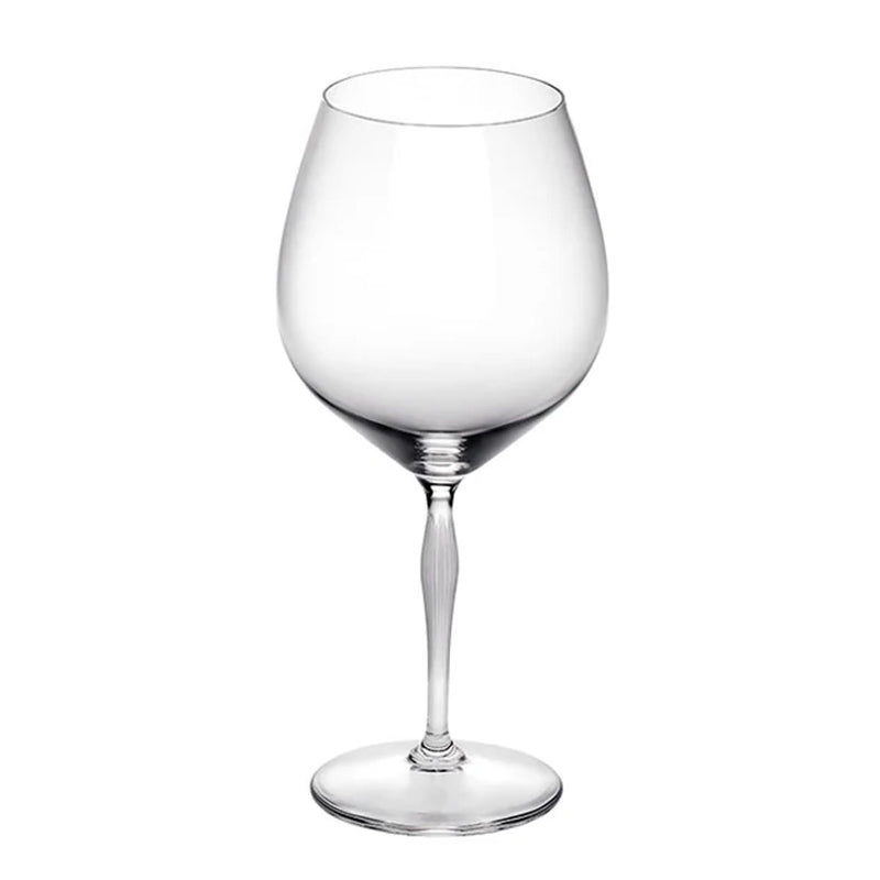 Lalique 100 Points wine glass with rounded bowl and stem, clear glass