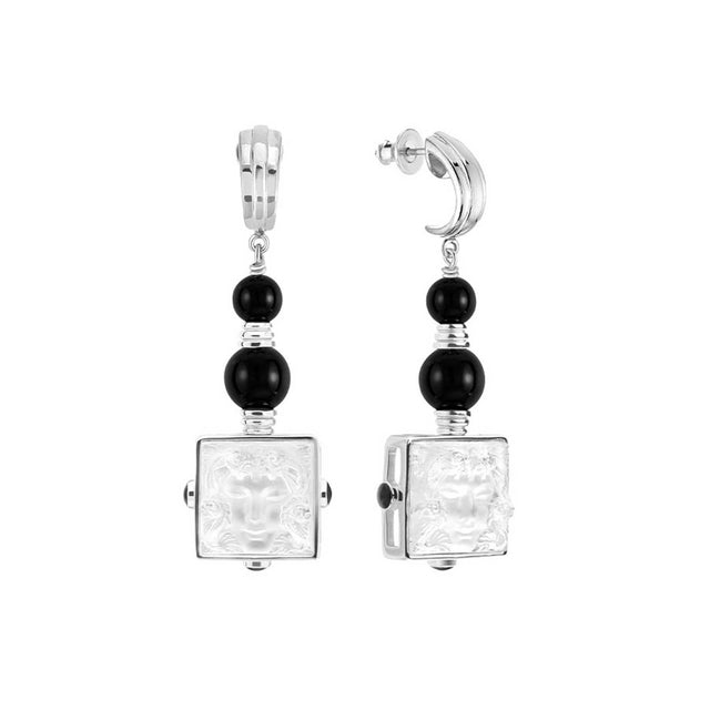 Lalique Arethuse Silver Earrings, Pin Clasp
